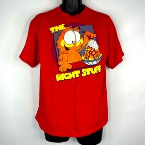Vintage 1978 Garfield The Right Stuff Ice Cream Sundae Red Graphic T-shi…